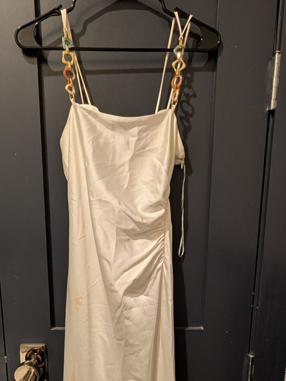 Zara Cream Satin Spaghetti Strap Top
